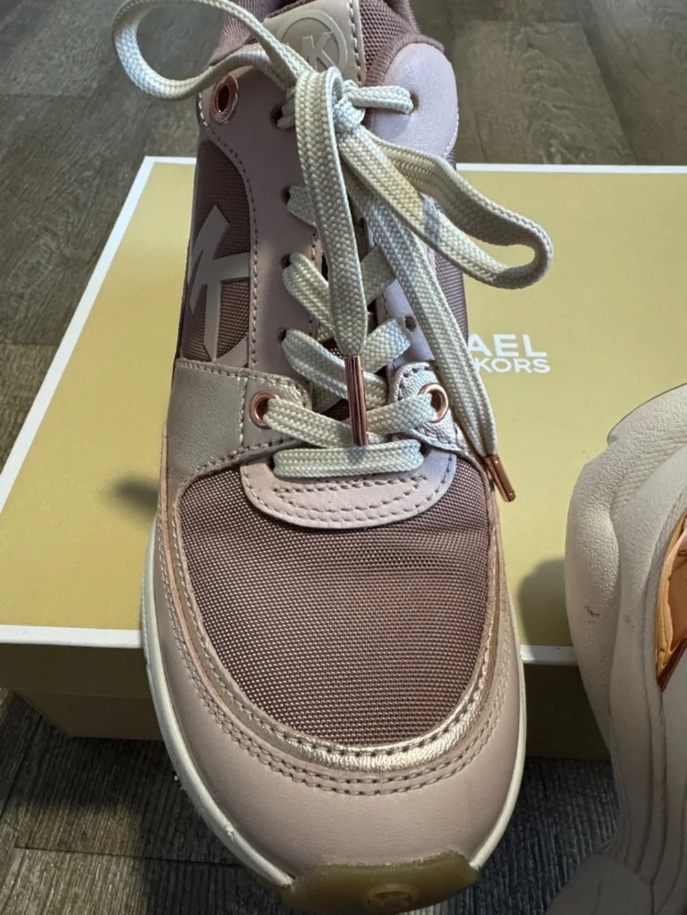 Michael Kors Rose Pink and Blush Platform Lace-Up Sneakers - Picture 7 of 15